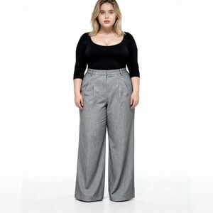 H&M Women's Classic Gray Wide-Leg Pants ~ Size 8 Work Career Academia